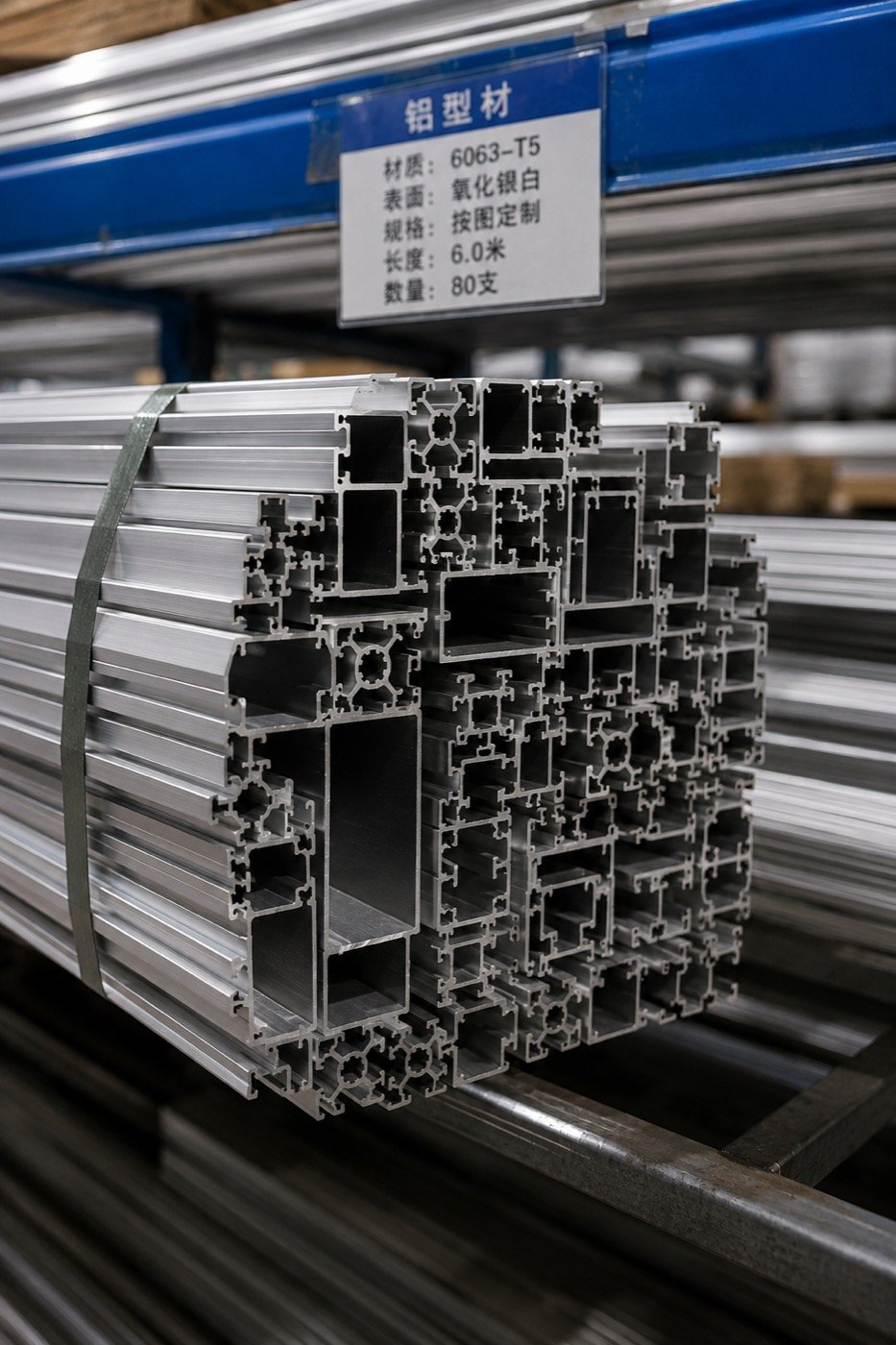 Aluminium 6063-T5 profiles, cross-section