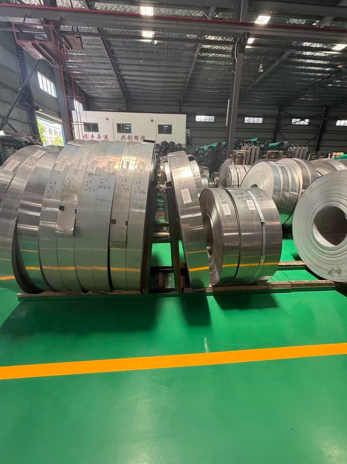 Stainless steel coil stock at the production facility
