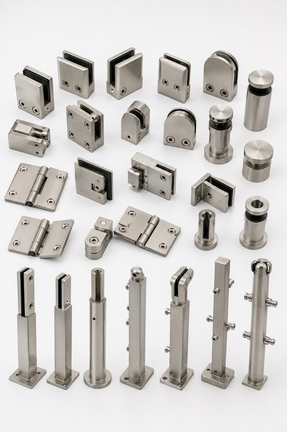 Stainless steel glass hardware range